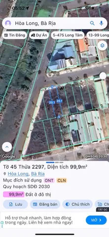 Anh chị nào cần đất xây nhà khu Thanh Sơn A Hoà Long, cách Võ Văn Kiệt vài bước chân thì xem lô này nhé