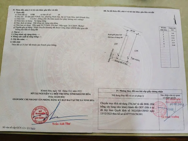 Lh 0938 156 791 Hiếu 
CÁCH BIỂN DỐC LẾCH TẦM 1 Km 

💥Tổ Dân Phố 8 Bình Tây- P. Ninh Hải

👉DT: 312m( ngang 10m x 30,87m) Full thổ cư - chia dc 2 lô 
qh thành 2 mặt tiền 
👉Đường  6m oto vào Tận đất, 
2tỷ850 tl
