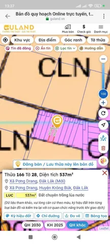 Bán đất 537m² giá 900 triệu Xã Pơng Drang