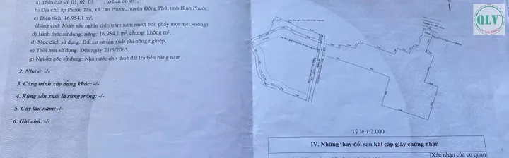 BÁN ĐẤT SẢN XUẤT – TÂN PHƯỚC, ĐỒNG PHÚ, BÌNH PHƯỚC – 16.954m²