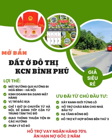 CHỈ HƠN 2 TỈ - SỞ HỮU NGAY ĐẤT SÁT KCN, MẶT ĐƯỜNG QL6