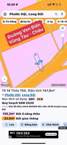 Chủ kẹt tiền cần bán gấp lô 147m2 ngang 6 - Cách biển Bình Châu 500m - Giá chỉ 7tr8/m2
