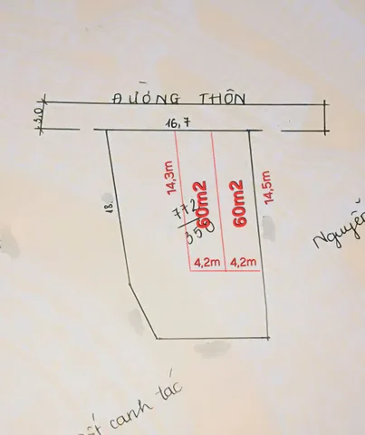 Bán đất 60m² ngang 4,2m giá 870 triệu Xã Nghi Dương
