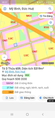 Bán lô đất rừng sản xuất, khu vực chuyển thổ cư 100% xã Mỹ Bình, Đức Huệ dt 5319m2 giá 1,8 tỷ