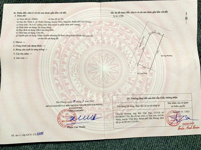 Bán 74.5 m Thiên Hương ngõ ô tô  gần ngay khu công nghiệp nam cầu kiền. L/h:076.231.9990 e Thuý