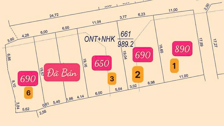 Bán đất 209m² giá 650 triệu Xã Hòa Phú