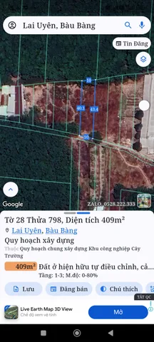 Bán đất 409m² giá 2.3 tỷ Xã Bàu Bàng