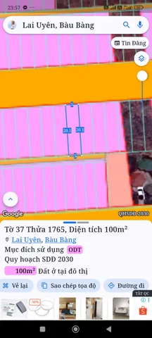 Bán đất 100m² ngang 5m giá 1.05 tỷ Xã Bàu Bàng