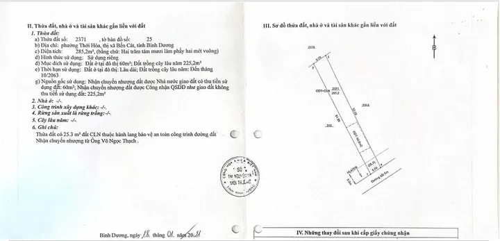Bán đất 285.2m² giá 2.5 tỷ Phường Thới Hòa
