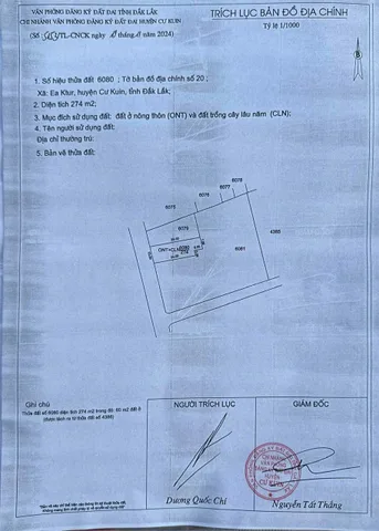 Bán đất 274m² giá 1.3 tỷ Xã Ea Ktur
