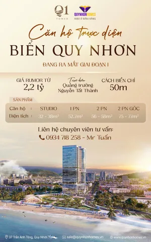 Q1 TOWER – CĂN HỘ BIỂN TRỰC DIỆN BIỂN VÀ QUẢNG TRƯỜNG QUY NHƠN GIÁ CHỈ TỪ 2.2 TỶ
