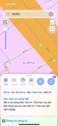 Bán đất 951.8m² ngang 20m giá 24 tỷ Xã Long Phước