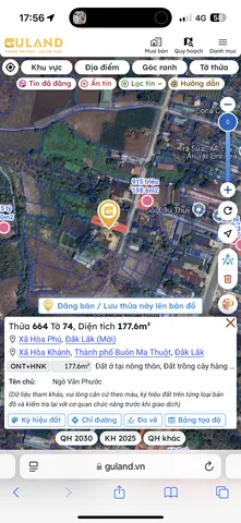 Bán đất 177.6m² giá 750 triệu Xã Hòa Phú
