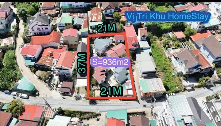 Bán 937m2(25x38) đất, 49 tỷ, đường Trạng Trình Đà Lạt, sẵn Homestay 19 phòng và 1 quán cafe