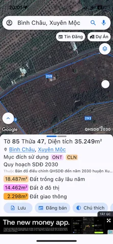 Bán đất 35282.6m² ngang 119m giá 70 tỷ tại Xã Bình Châu