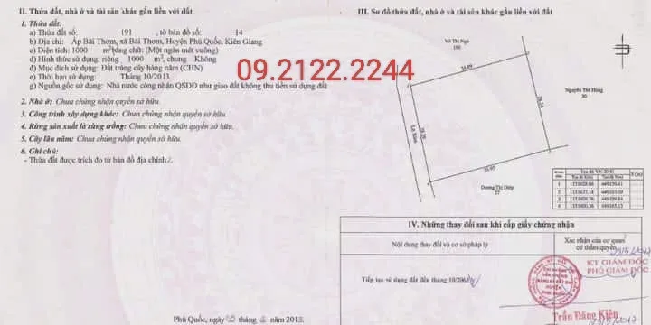 Bán đất 1000m² ngang 28.4m view biển Bãi Thơm giá 5 tỷ Đặc khu Phú Quốc