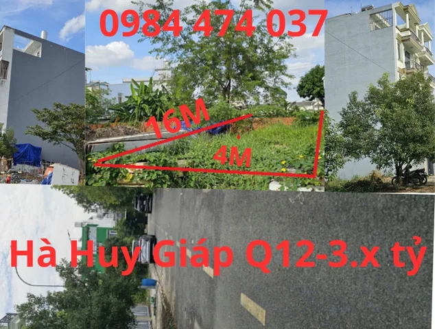 Bán lô đất 4x16m vuông vức tại Hà Huy Giáp, Thạnh Lộc, cách đường chính 50m, gần ngã ba Hà Huy Giáp – Cầu Phú Long.