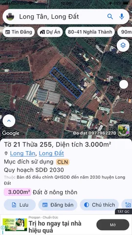 BÁN 3 SÀO (3000M2) ĐẤT TL52 XÃ LONG TÂN GIÁ 11 TỶ, CƠ HỘI ĐẦU TƯ SINH LỜI CAO