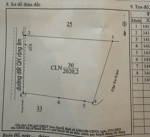 Bán đất 2020.2m² ngang 38m giá 950 triệu Phường Cư Bao