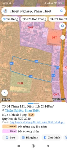 Bán đất 37844,3m² ngang 100m giá 34.06 tỷ Phường Mũi Né