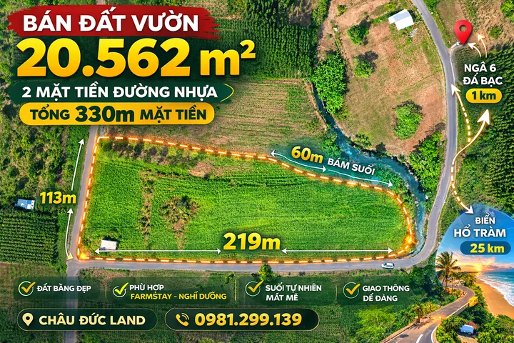 330m 2 mặt tiền đường nhựa Nghĩa Thành gần cao Tốc LT-HT