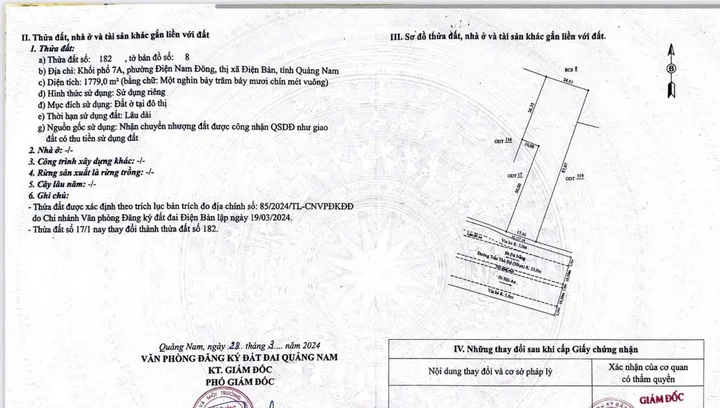 Chính chủ bán nhanh lô đất siêu đẹp 1779m2 mặt tiền Trần Thủ Độ, Điện Bàn