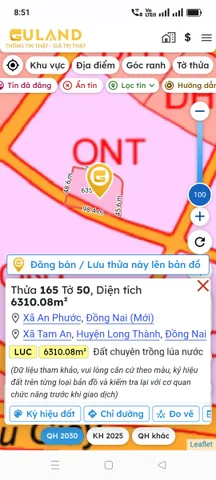 Bán đất 6310.1m² giá 14.5 tỷ Xã An Phước