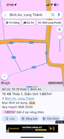 Bán Đất 1856.7m2 giá 7 tỷ tại Xã Bình An Đồng Nai
