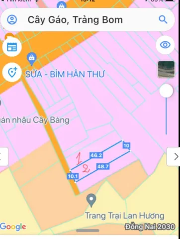 Bán đất tại xã Cây Gáo, 1,55 tỷ, diện tích 449,2 m2, mặt tiền 10m, pháp lý đầy đủ