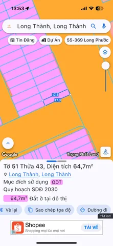 Bán đất 117.5m² ngang 3,8m giá 15 tỷ Xã Long Thành