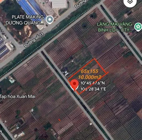 Bán đất 10000m² ngang 65m giá 30 tỷ Xã Bình Lợi