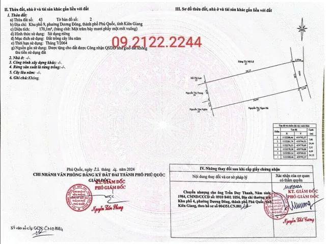 Bán đất 170m² ngang 7m Trần Phú, Dương Đông giá 2.4 tỷ Đặc khu Phú Quốc