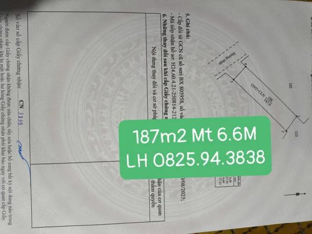 Chỉ 16tr/m2 . Trung tâm Thị Trấn Tứ Kỳ HD. Dt 187m2 Mt 6.6M
