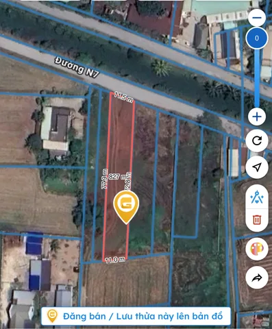 Chỉnh chủ cần bán 45 mét mặt tiền N7 gần cống Bà Bông full thổ cư đã tách làm 5 sổ, mua 1 lô cũng bán