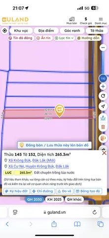 Bán đất 265.3m² giá 200 triệu Xã Krông Búk