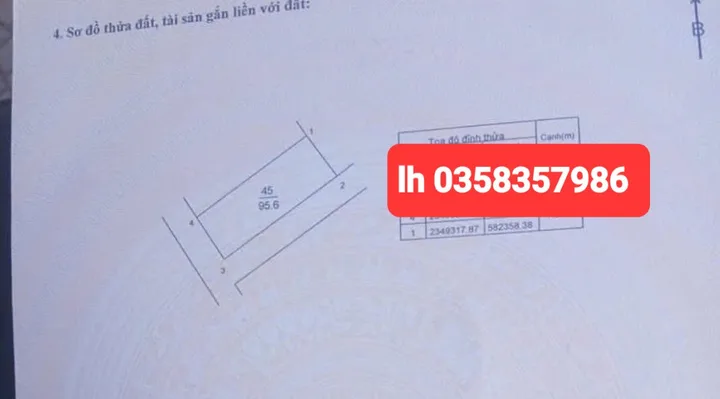 Bán đất 95.6m² full thổ cư ngang 6.02m giá 3.4 tỷ tại Xã Nội Bài