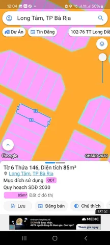 Bán đất 85m² ngang 5m giá 1.9 tỷ Phường Tam Long