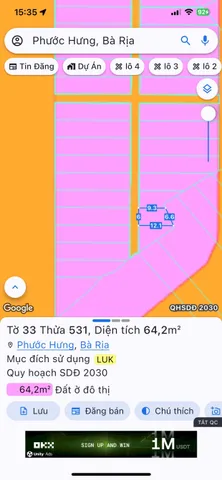 Bán đất 64.2m² ngang 6m giá 1.05 tỷ Phường Bà Rịa