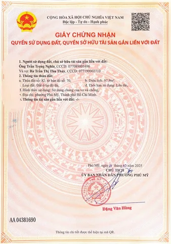 Bán đất 97,9m² ngang 4,5m giá 1.85 tỷ Phường Phú Mỹ