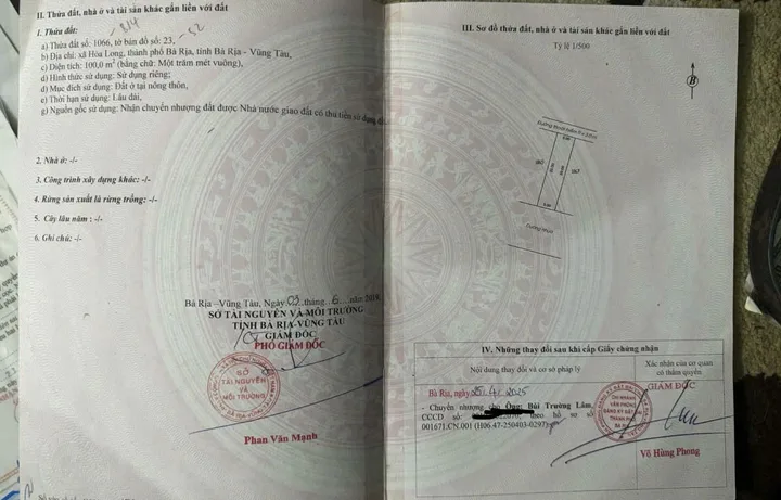 Bán đất 100m² ngang 5m giá 1.19 tỷ Phường Tam Long