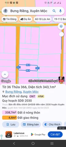 Bán đất 378.9m² ngang 10,1m giá 1.6 tỷ Xã Xuyên Mộc