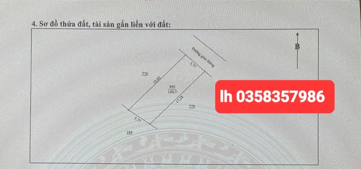 Bán đất 100.7m² có sẵn 100m² thổ cư ngang 5.77m giá 600 triệu tại Phường Quan Triều