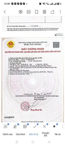 Bán đất 180m² ngang 8m giá 700 triệu Xã Nghĩa Thành Châu Đức