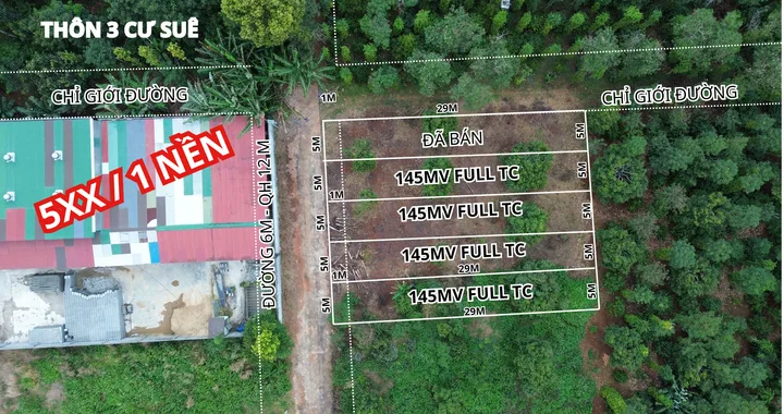 Bán đất thôn 3 Cư Suê 150.9m² có sẵn 145m² thổ cư ngang 5m giá 675 triệu tại Xã Quảng Phú