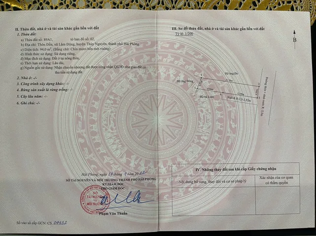 Bán 94 m lô góc  mặt đường nhựa thôn Đền Lâm Động ,cách 203: hơn 100 m . Buôn bán tốt.l/h:076.231.9990 e Thúy