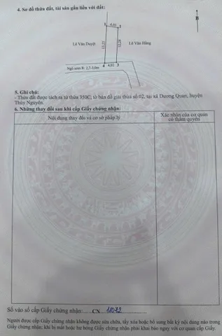 Bán đất 51m² tại Dương Quan đường thông . Ngay trung tâm hành chính mới.l/h:076.2319990 e Thúy