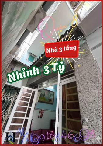 TT QUẬN 8 – 3 TẦNG – NHỈNH 3 TỶ – 3PN, NHÀ MỚI VÀO Ở NGAY Đ. DẠ NAM