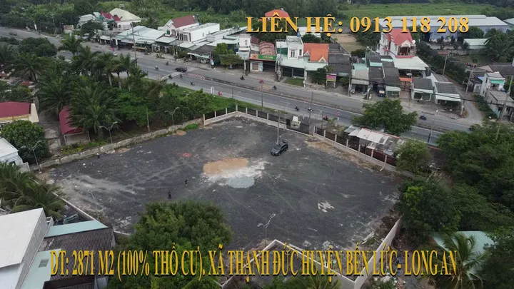 Cần Bán Đất 2871 M2 (100% Thổ cư), mặt tiền 54 Mét Quốc lộ 1A thuộc xã Thạnh Đức Huyện Bến Lức, Long An nay thuộc tỉnh Tây Ninh (cách Bến xe Miền Tây, Tp. HCM 25 Km).