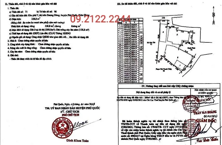 Bán đất 338.9m² ngang 30m Hẻm Trần Hưng Đạo, Dương Đông giá 15 tỷ Đặc khu Phú Quốc