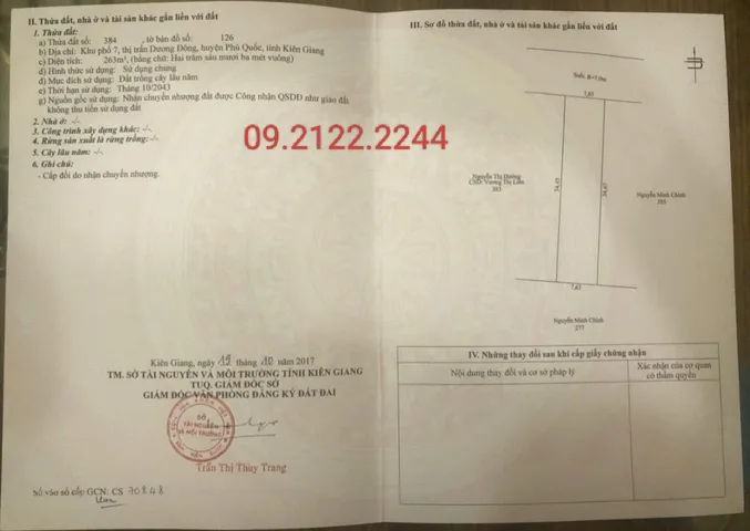 Bán đất 263m² ngang 7.6m giá 13 tỷ Hẻm Trần Hưng Đạo, Dương Đông Đặc khu Phú Quốc